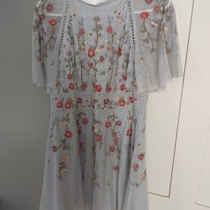 Beaded embroidered tulle line dress